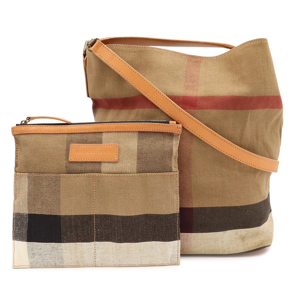 BURBERRY Ashby Medium Hobo Nova Check Shoulder Bag, Canvas and Leather, Brown...